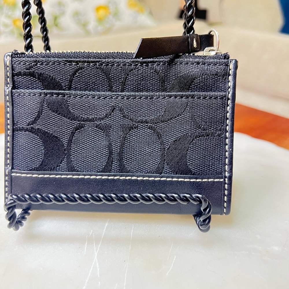 Coach Black Signature Pattern Wallet and Card Holder - Picture 9 of 11
